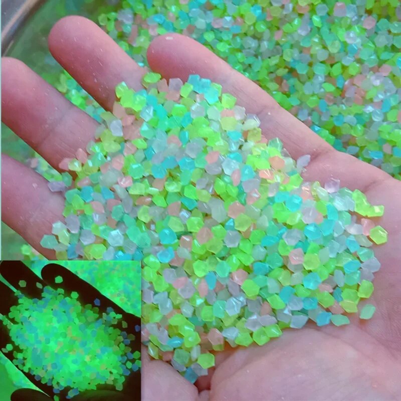 Fish Tank Gravel - 1000 buah 3-5mm pasir bercahaya dalam